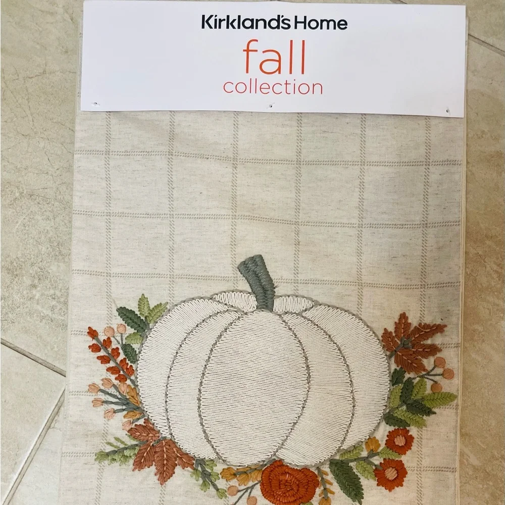 Kirkland Home Windowpane Plaid Pumpkin Table Runner